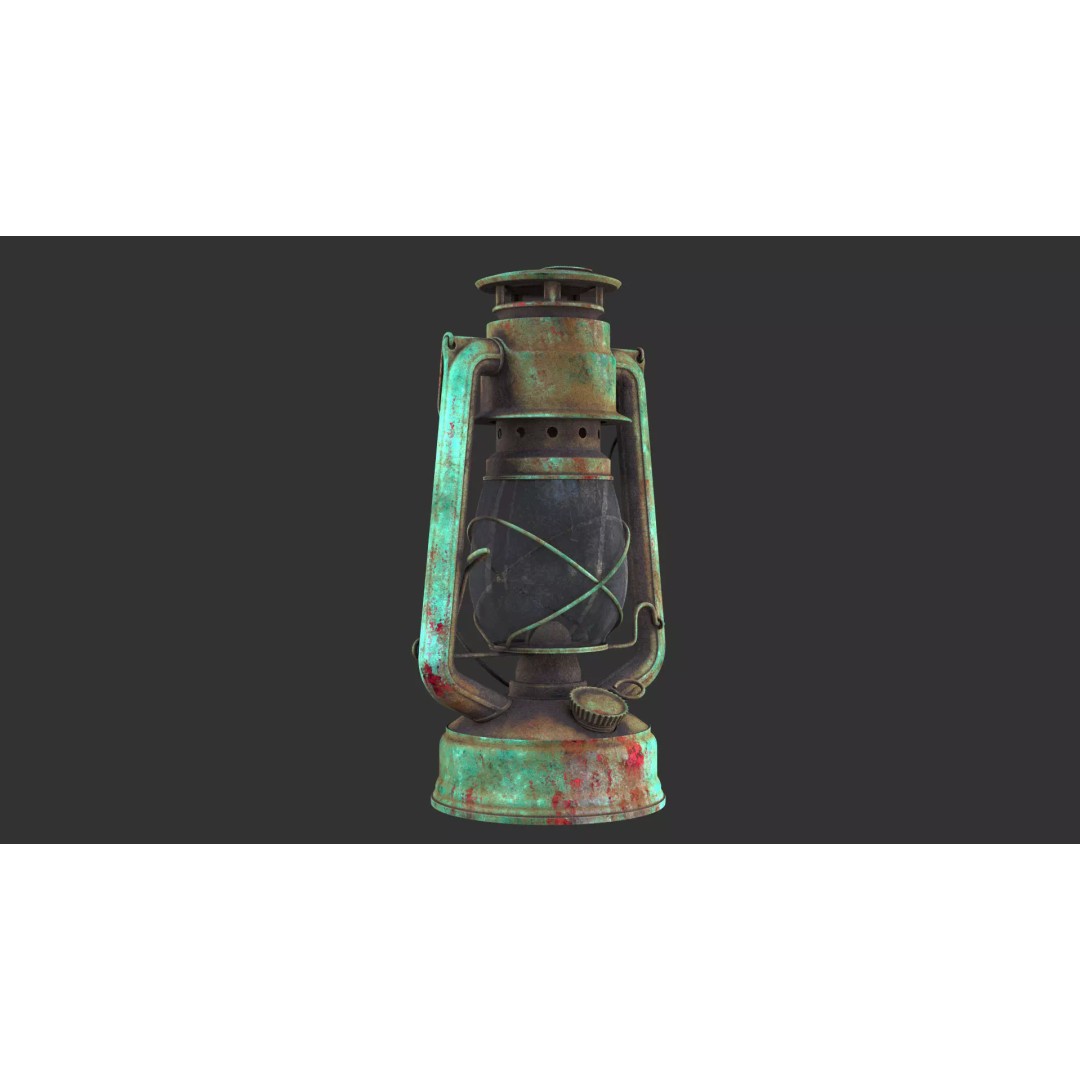 Old Green Lantern 3D Model – Low Poly PBR Textures for Real-Time Use - View 3