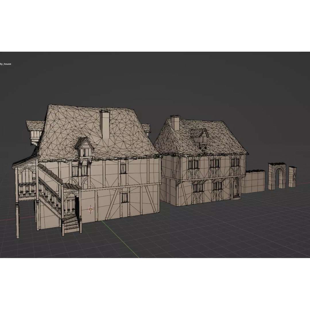 Medieval City Houses 3D Model – PBR Textured Architectural Asset, FBX - View 11