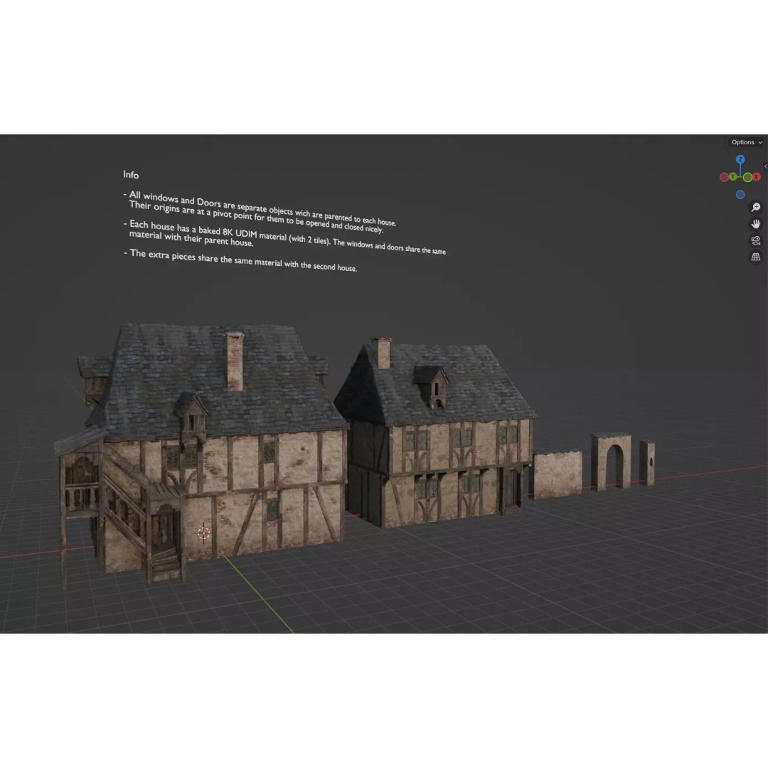 Medieval City Houses 3D Model – PBR Textured Architectural Asset, FBX - View 12
