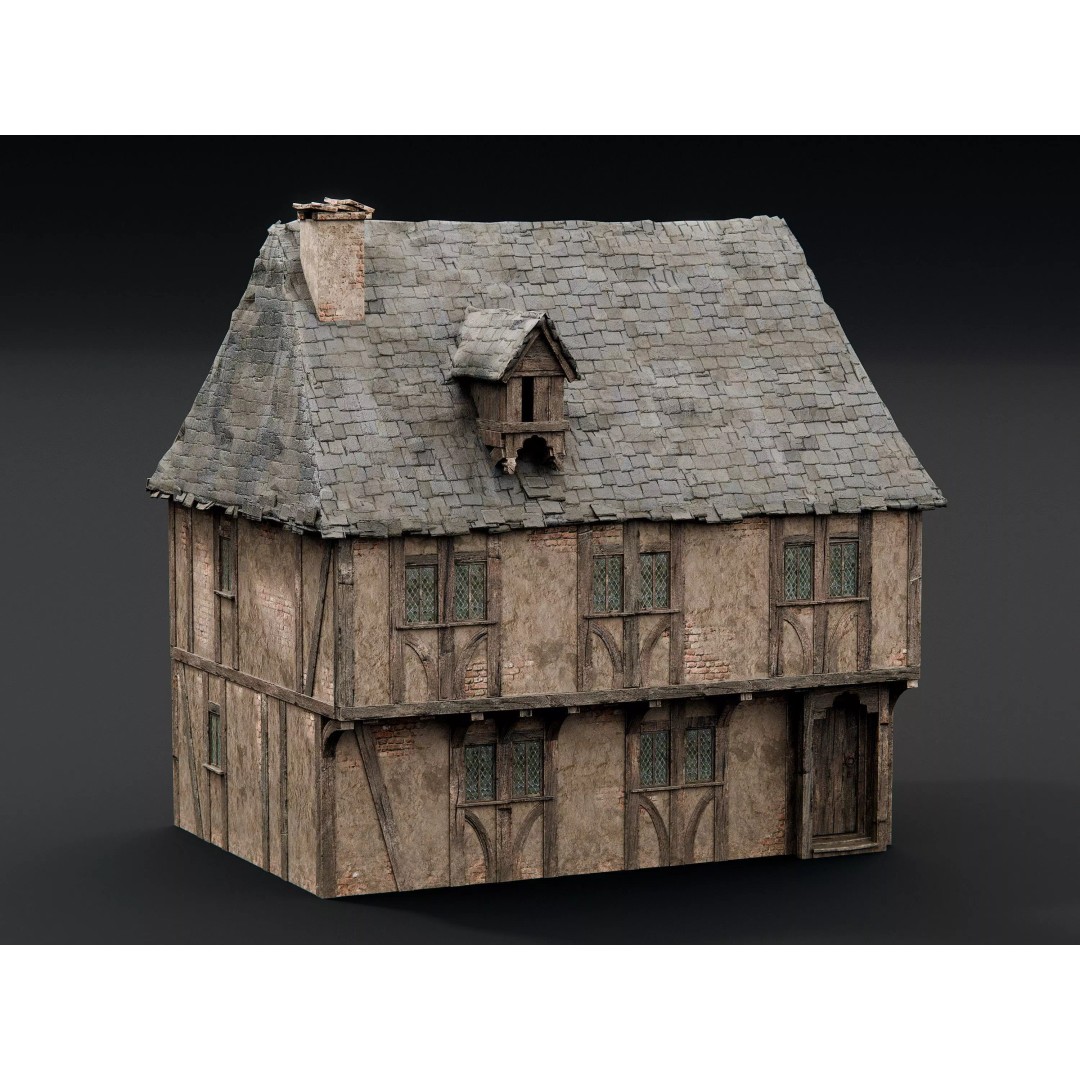 Medieval City Houses 3D Model – PBR Textured Architectural Asset, FBX - View 6