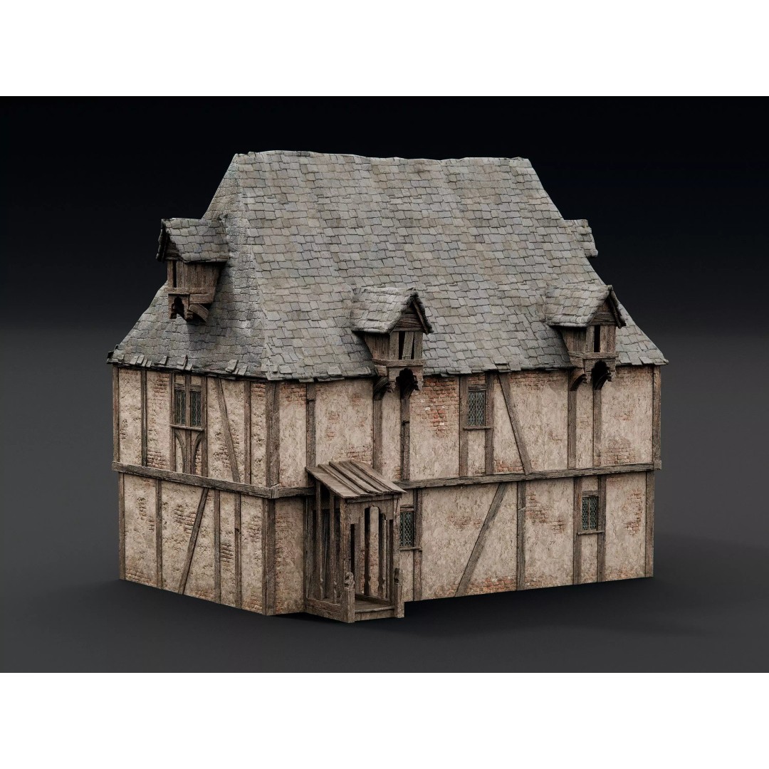 Medieval City Houses 3D Model – PBR Textured Architectural Asset, FBX - View 7