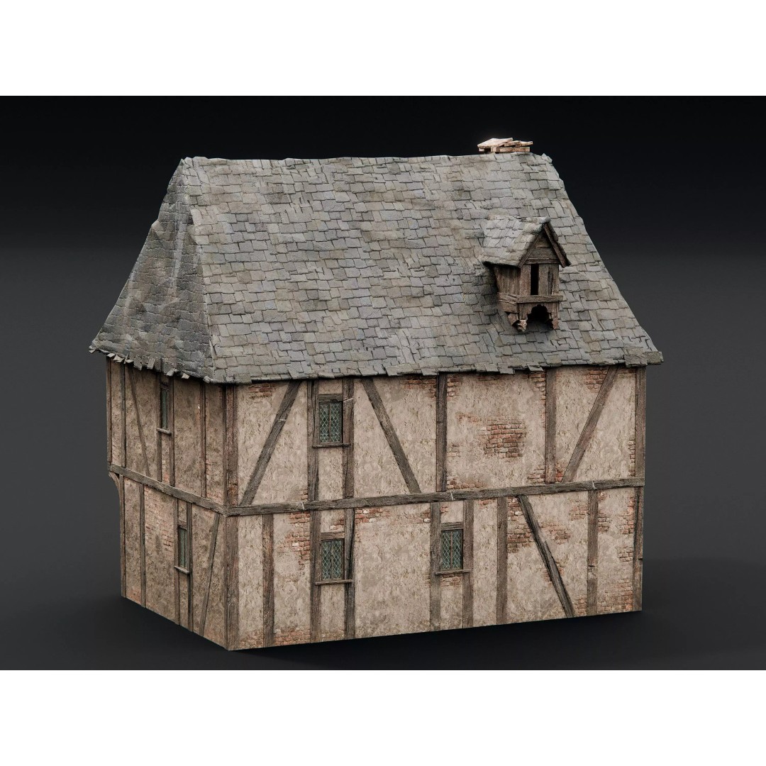 Medieval City Houses 3D Model – PBR Textured Architectural Asset, FBX - View 8
