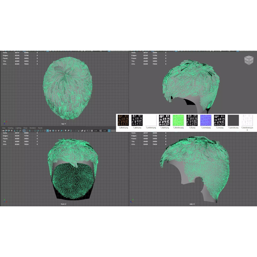 Crop Hairstyle 3D Model – Game-Ready Real-Time Hair, FBX, OBJ