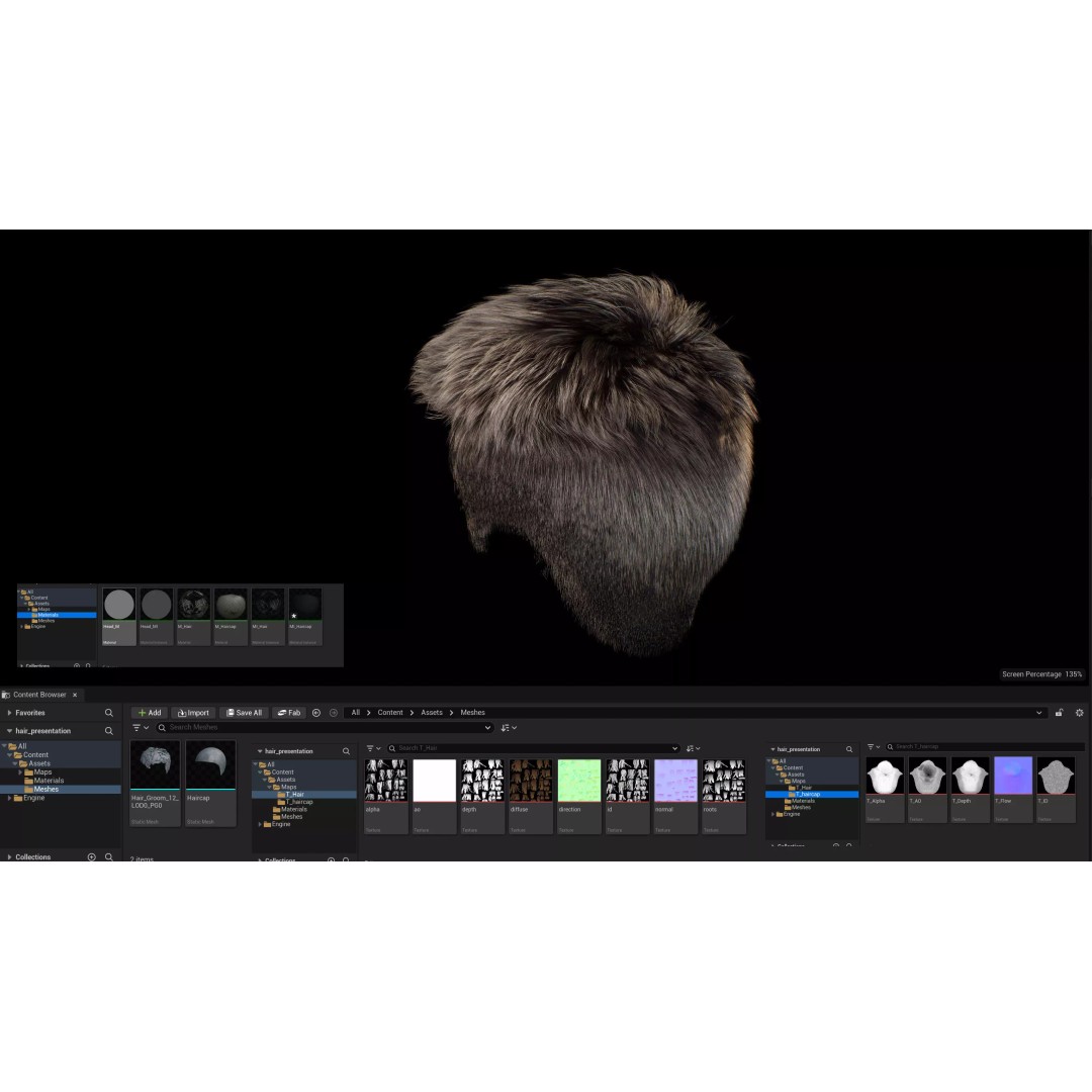 Crop Hairstyle 3D Model – Game-Ready Real-Time Hair, FBX, OBJ - View 10