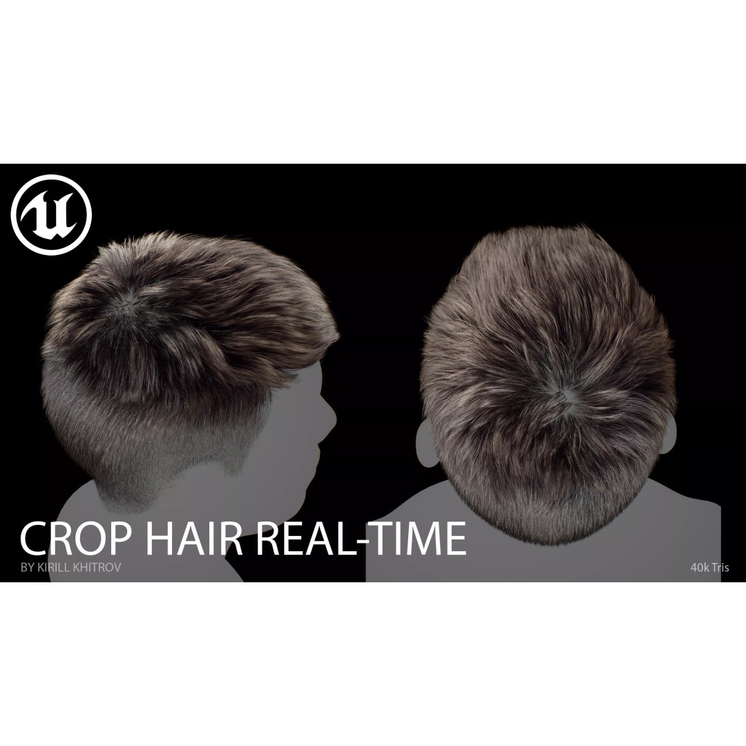 Crop Hairstyle 3D Model – Game-Ready Real-Time Hair, FBX, OBJ - View 5