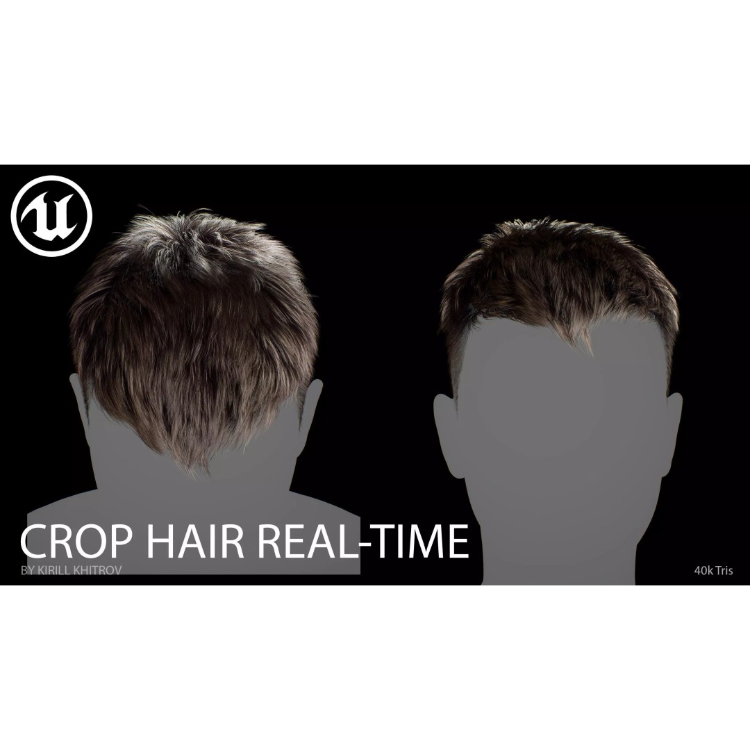 Crop Hairstyle 3D Model – Game-Ready Real-Time Hair, FBX, OBJ - View 6