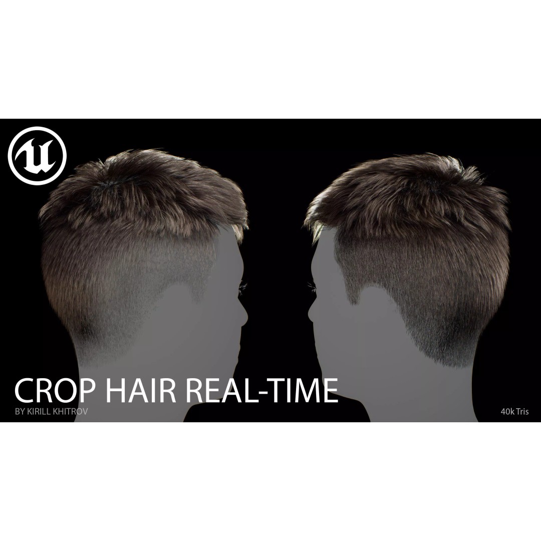 Crop Hairstyle 3D Model – Game-Ready Real-Time Hair, FBX, OBJ - View 8