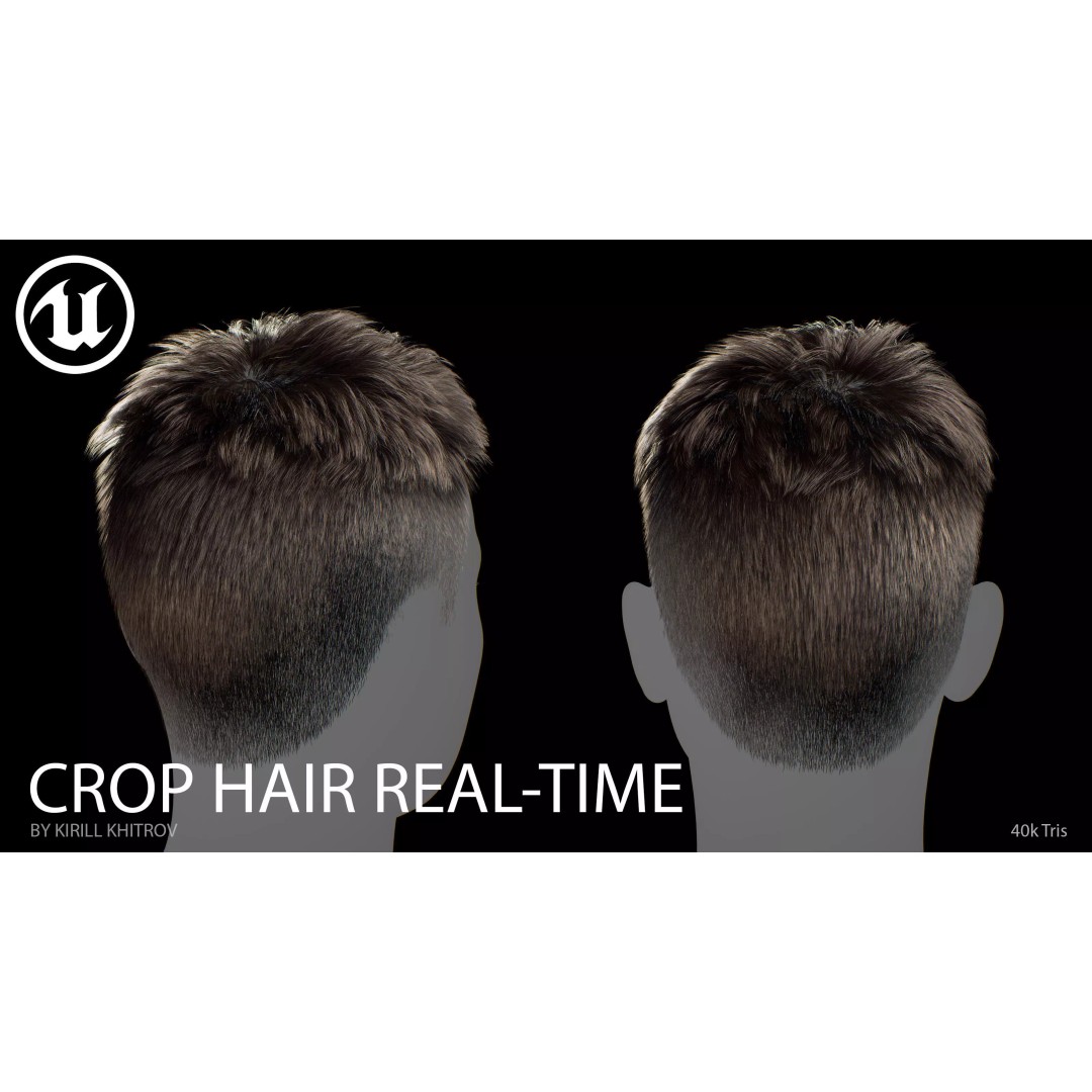 Crop Hairstyle 3D Model – Game-Ready Real-Time Hair, FBX, OBJ - View 9