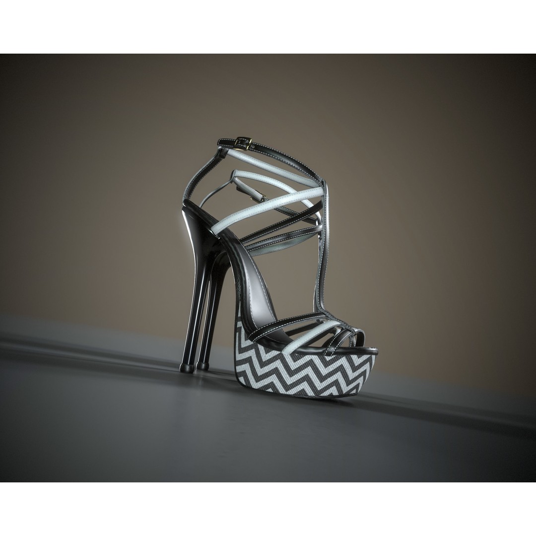 Stilettos Platform Sandals 3D Model – Low Poly Game Asset, FBX, PBR - View 10