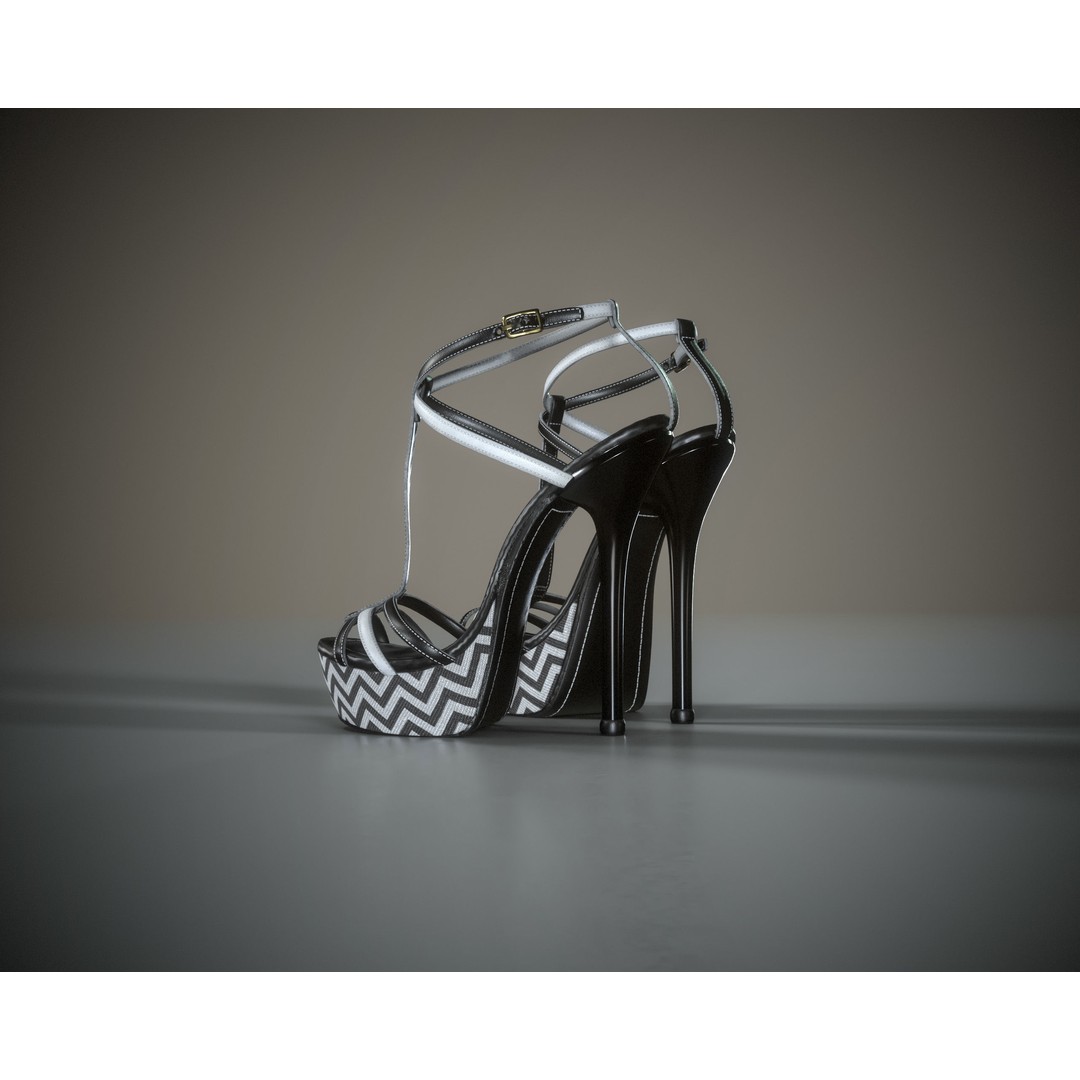 Stilettos Platform Sandals 3D Model – Low Poly Game Asset, FBX, PBR - View 11