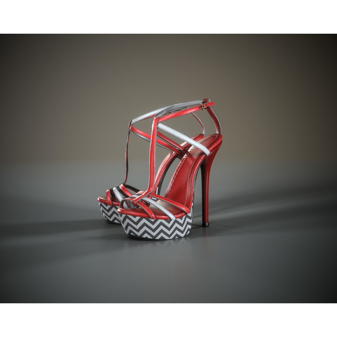 Stilettos Platform Sandals 3D Model – Low Poly Game Asset, FBX, PBR - View 12