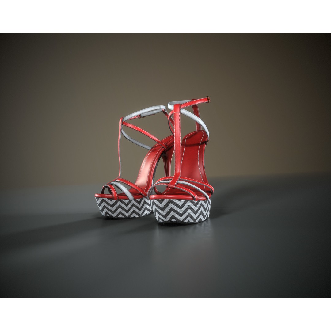 Stilettos Platform Sandals 3D Model – Low Poly Game Asset, FBX, PBR - View 13