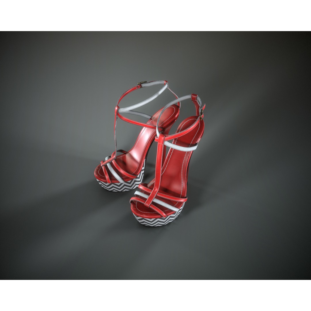 Stilettos Platform Sandals 3D Model – Low Poly Game Asset, FBX, PBR - View 14