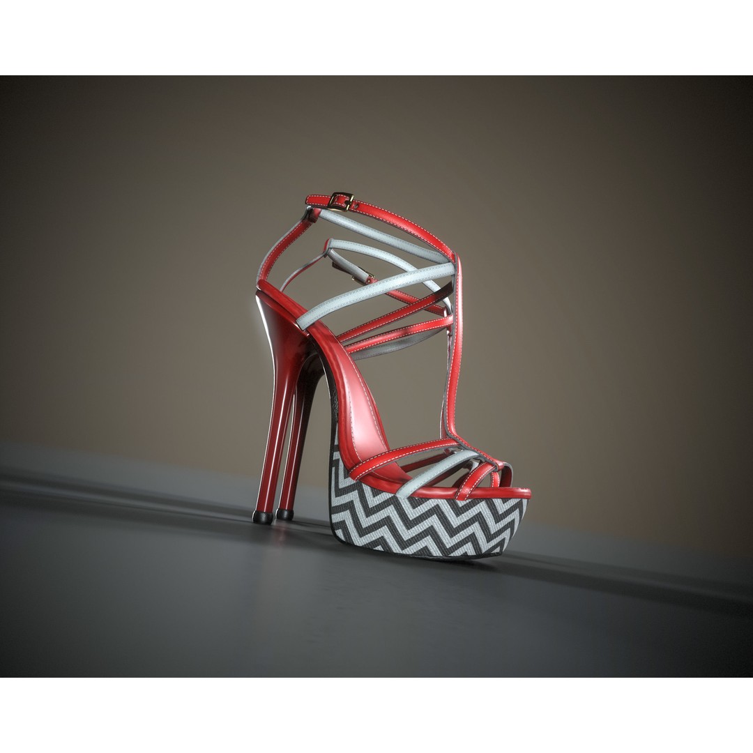 Stilettos Platform Sandals 3D Model – Low Poly Game Asset, FBX, PBR - View 15