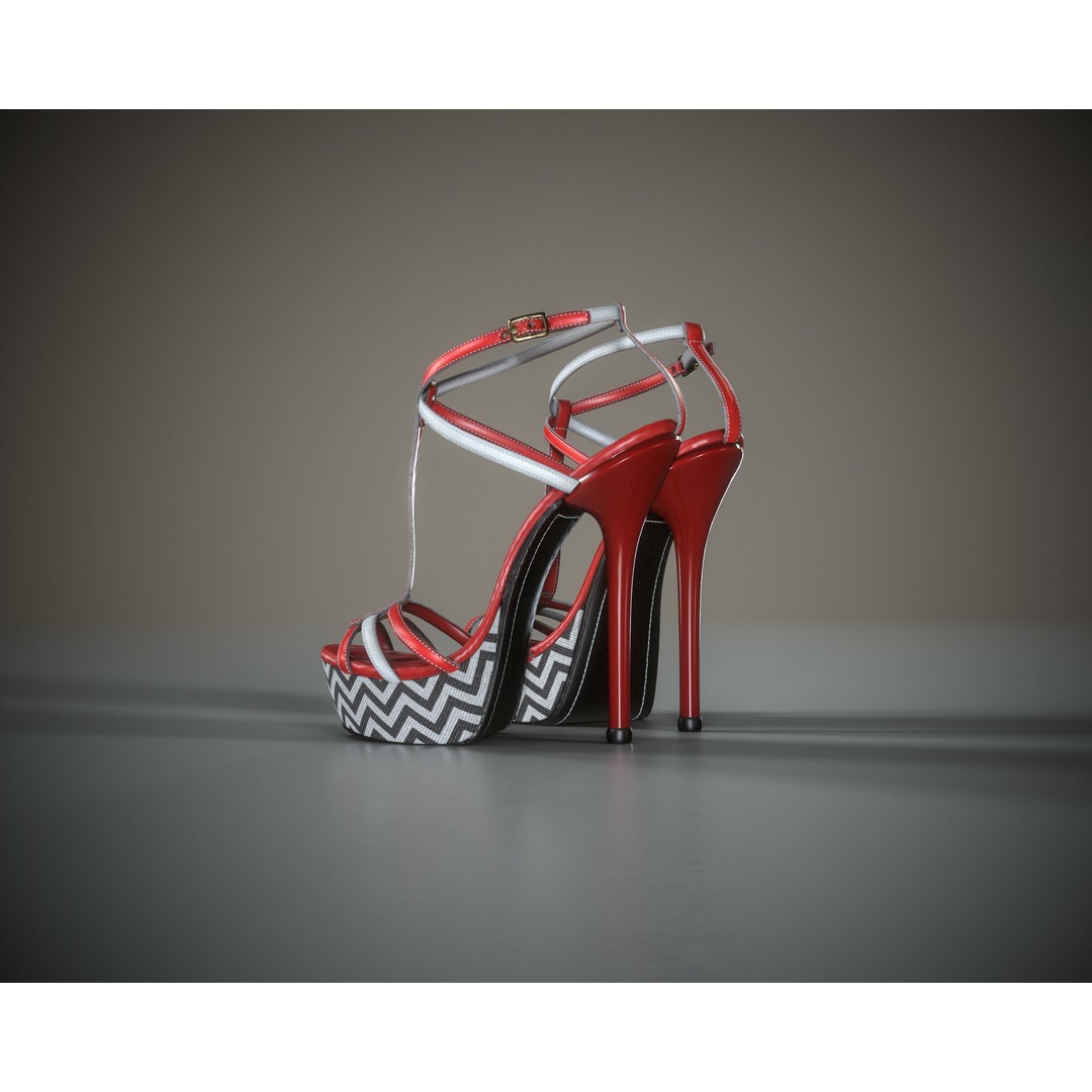 Stilettos Platform Sandals 3D Model – Low Poly Game Asset, FBX, PBR - View 16