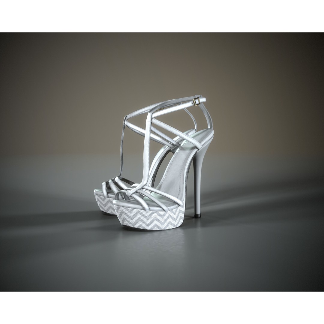 Stilettos Platform Sandals 3D Model – Low Poly Game Asset, FBX, PBR - View 17