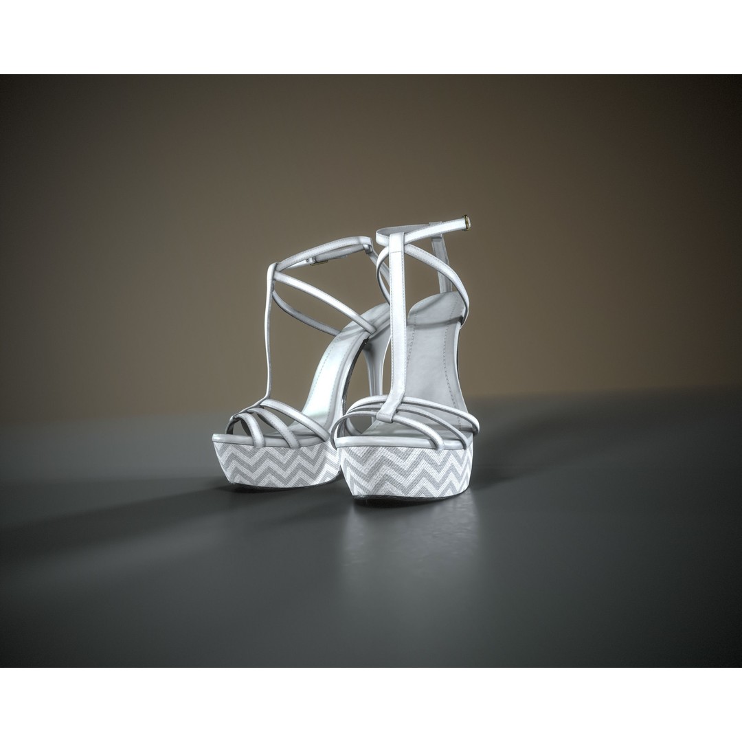 Stilettos Platform Sandals 3D Model – Low Poly Game Asset, FBX, PBR - View 18