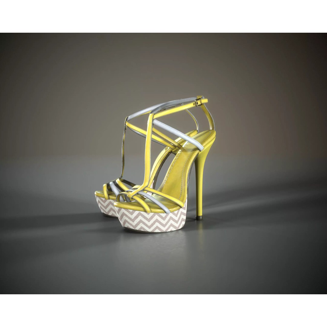 Stilettos Platform Sandals 3D Model – Low Poly Game Asset, FBX, PBR - View 2
