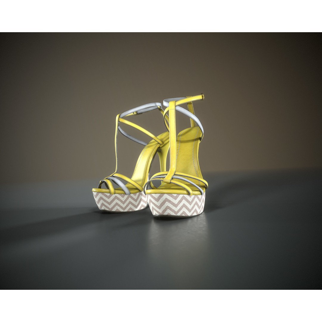 Stilettos Platform Sandals 3D Model – Low Poly Game Asset, FBX, PBR - View 3