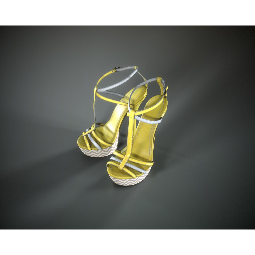 Stilettos Platform Sandals 3D Model – Low Poly Game Asset, FBX, PBR - View 4
