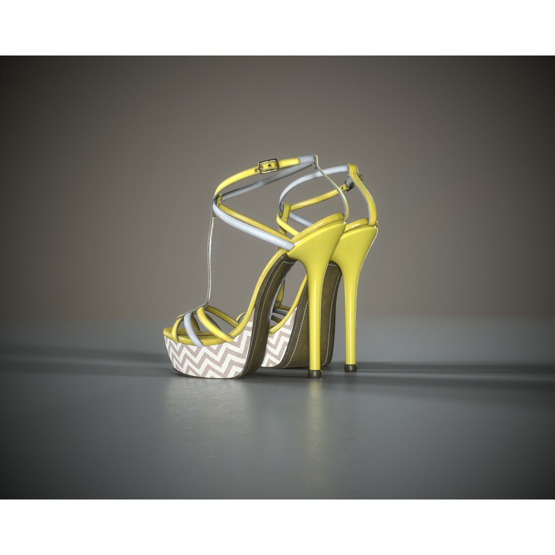 Stilettos Platform Sandals 3D Model – Low Poly Game Asset, FBX, PBR - View 6