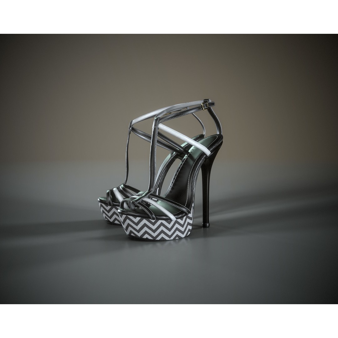 Stilettos Platform Sandals 3D Model – Low Poly Game Asset, FBX, PBR - View 7