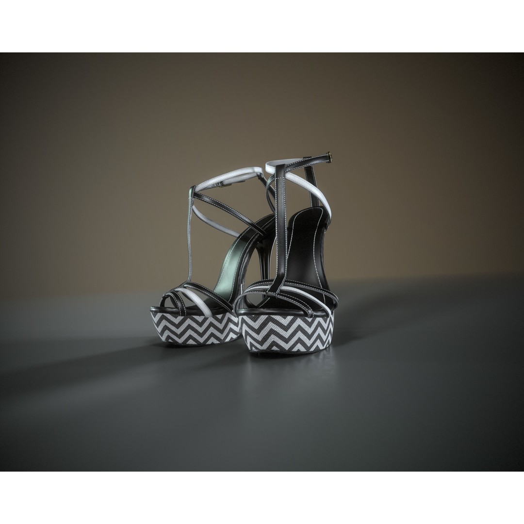 Stilettos Platform Sandals 3D Model – Low Poly Game Asset, FBX, PBR - View 8