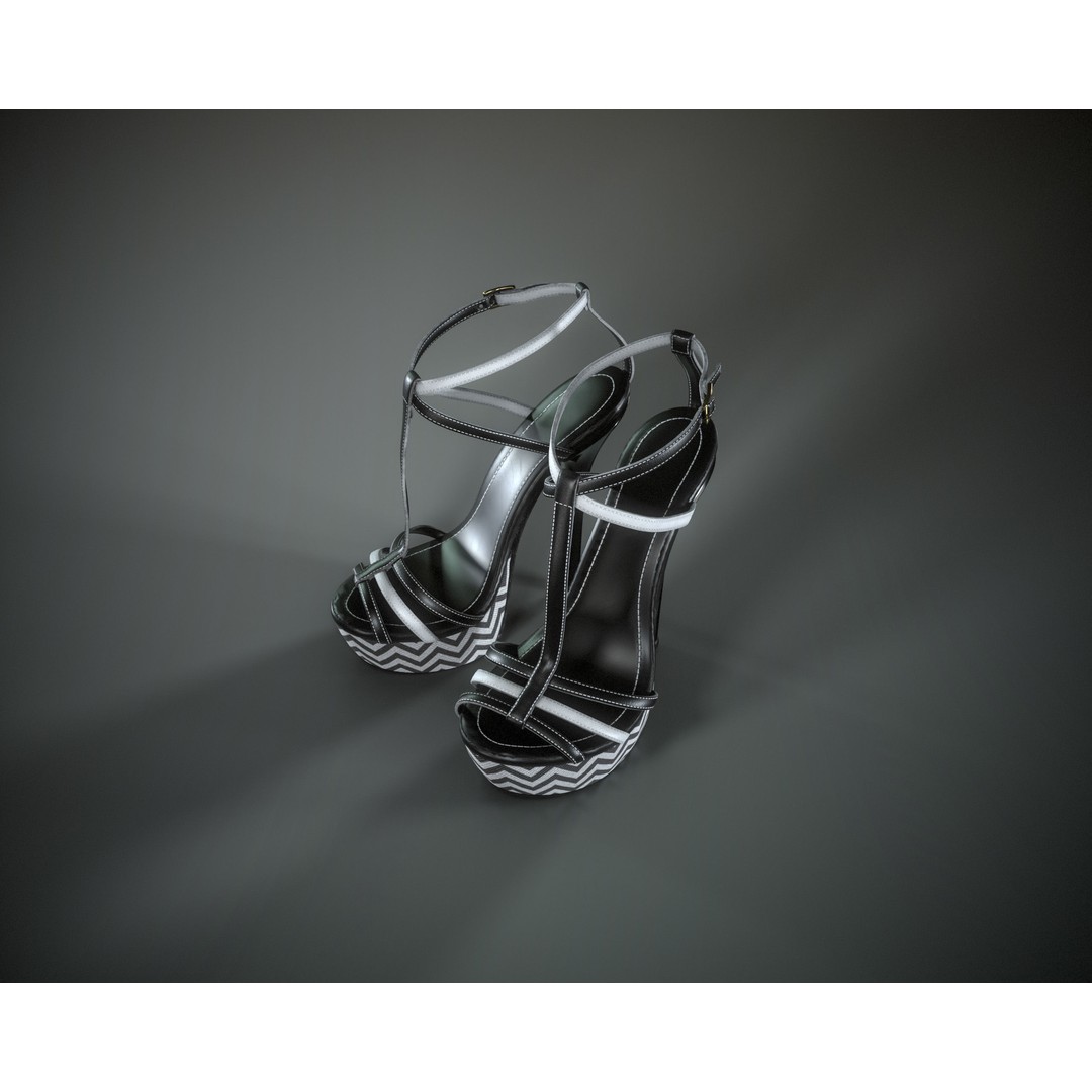 Stilettos Platform Sandals 3D Model – Low Poly Game Asset, FBX, PBR - View 9
