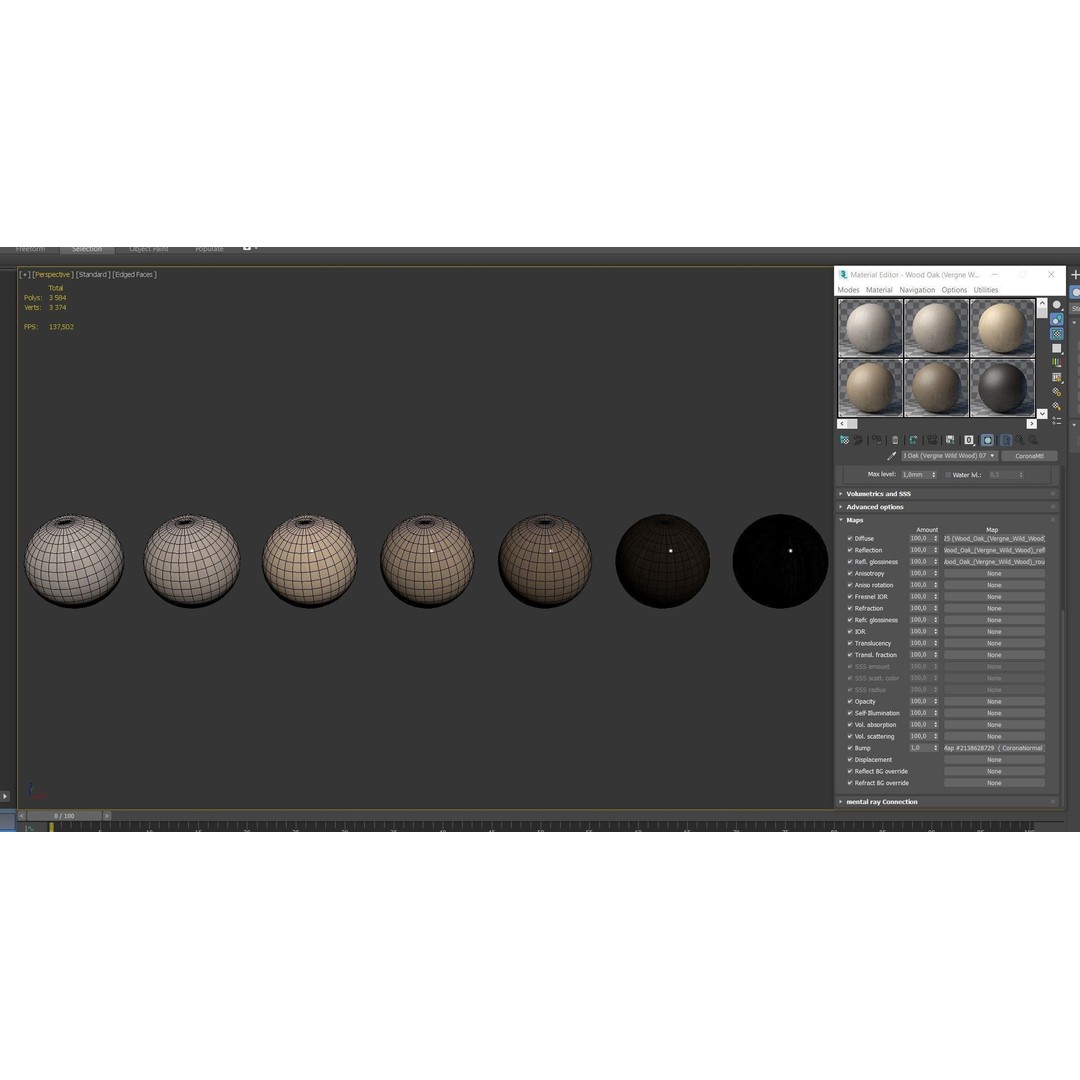 Oak Wood Material 3D Model – 7 Seamless Colors, PBR Textures - View 12