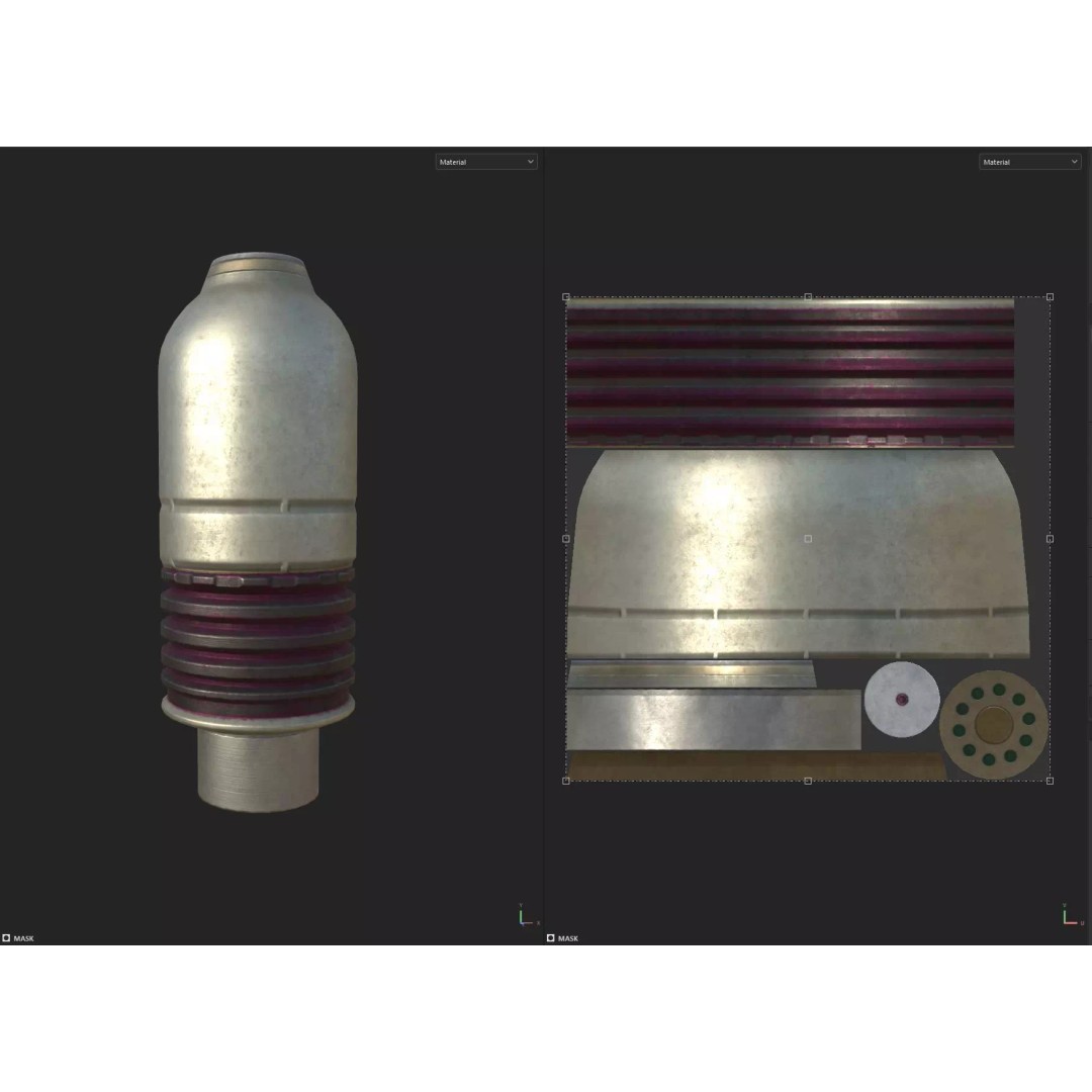 VOG-25 Fragmentation Grenade Launcher Round 3D Model – Low Poly Game Asset, FBX - View 15