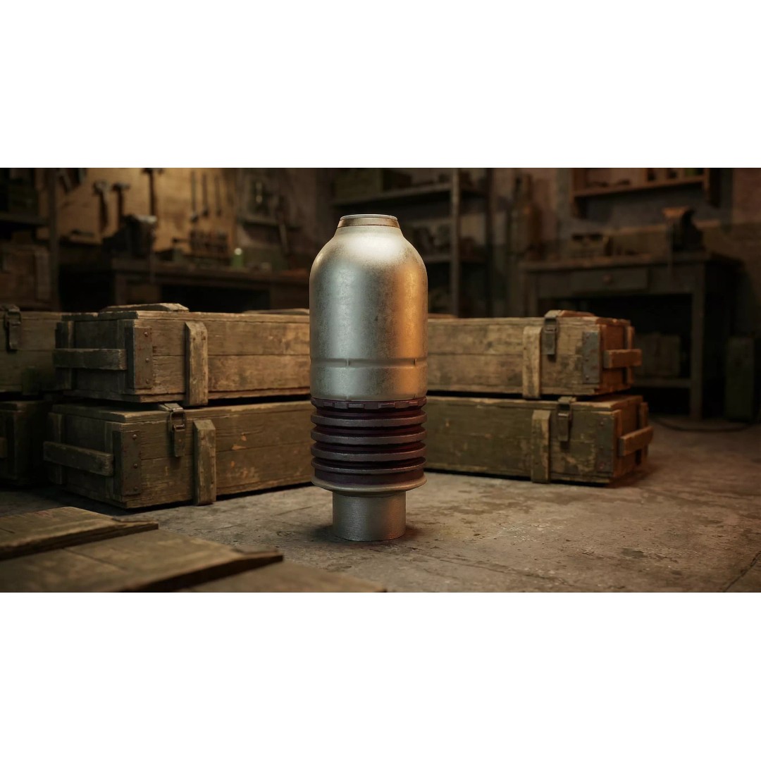 VOG-25 Fragmentation Grenade Launcher Round 3D Model – Low Poly Game Asset, FBX - View 2