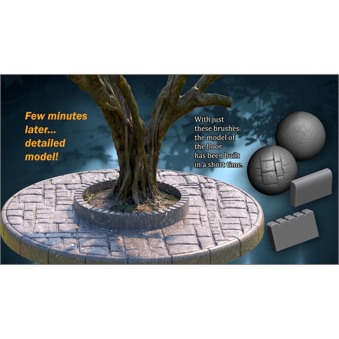 Floor Maker 3D Model – ZBrush Brushes for Pavement and Ground Textures - View 4