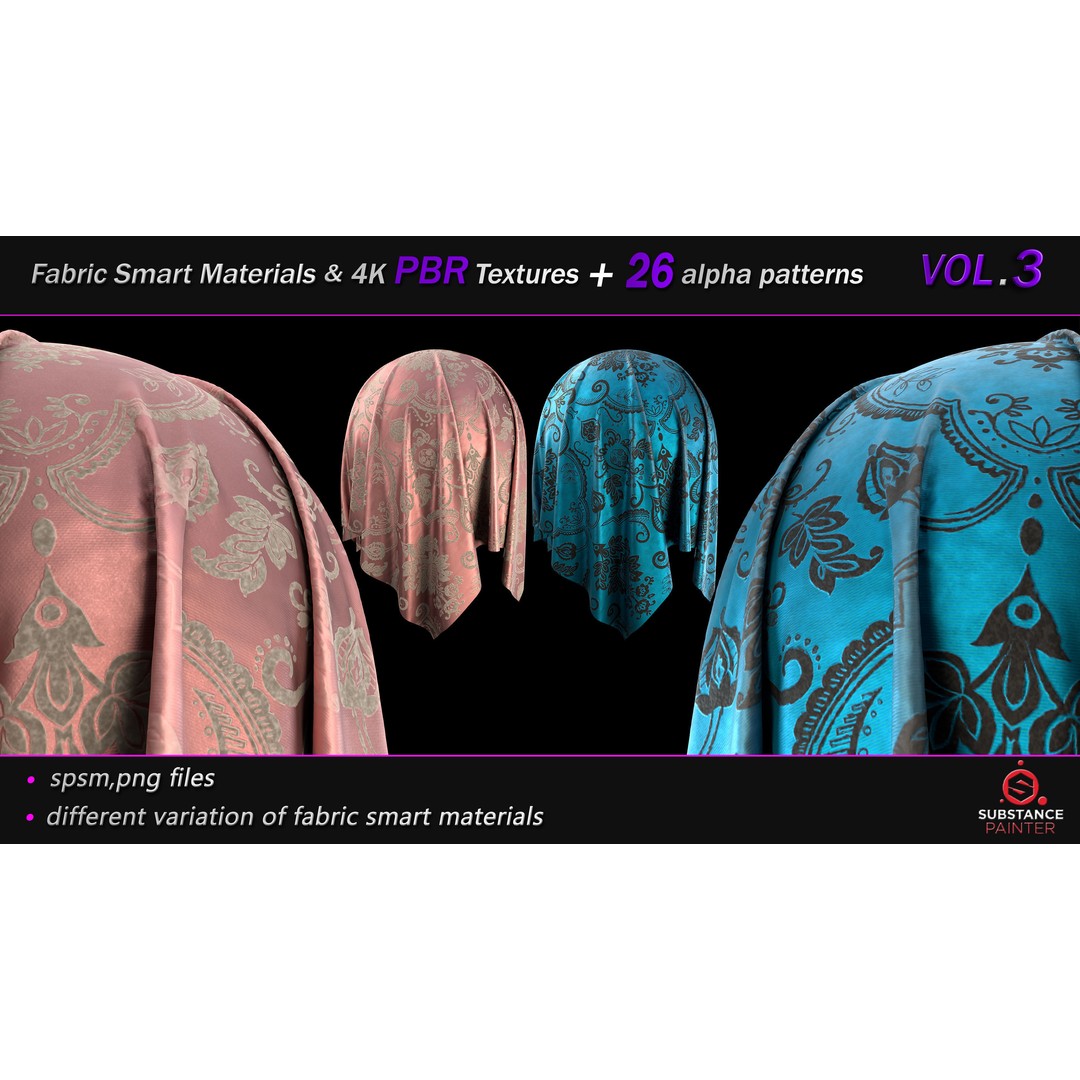 Fabric Smart Material Bundle 3D Model – 50 High-Quality PBR Textures, PNG - View 12
