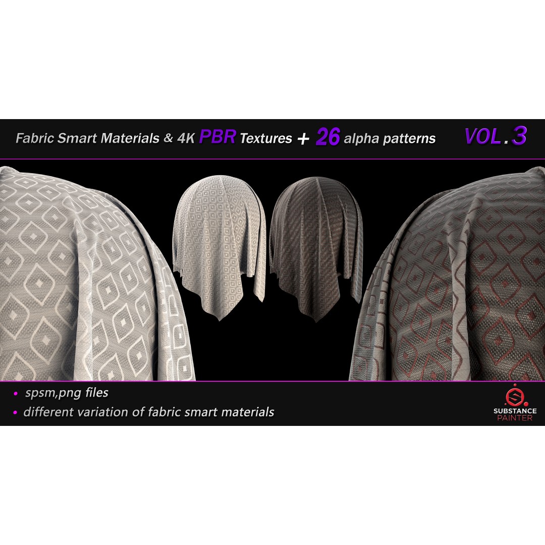 Fabric Smart Material Bundle 3D Model – 50 High-Quality PBR Textures, PNG - View 21