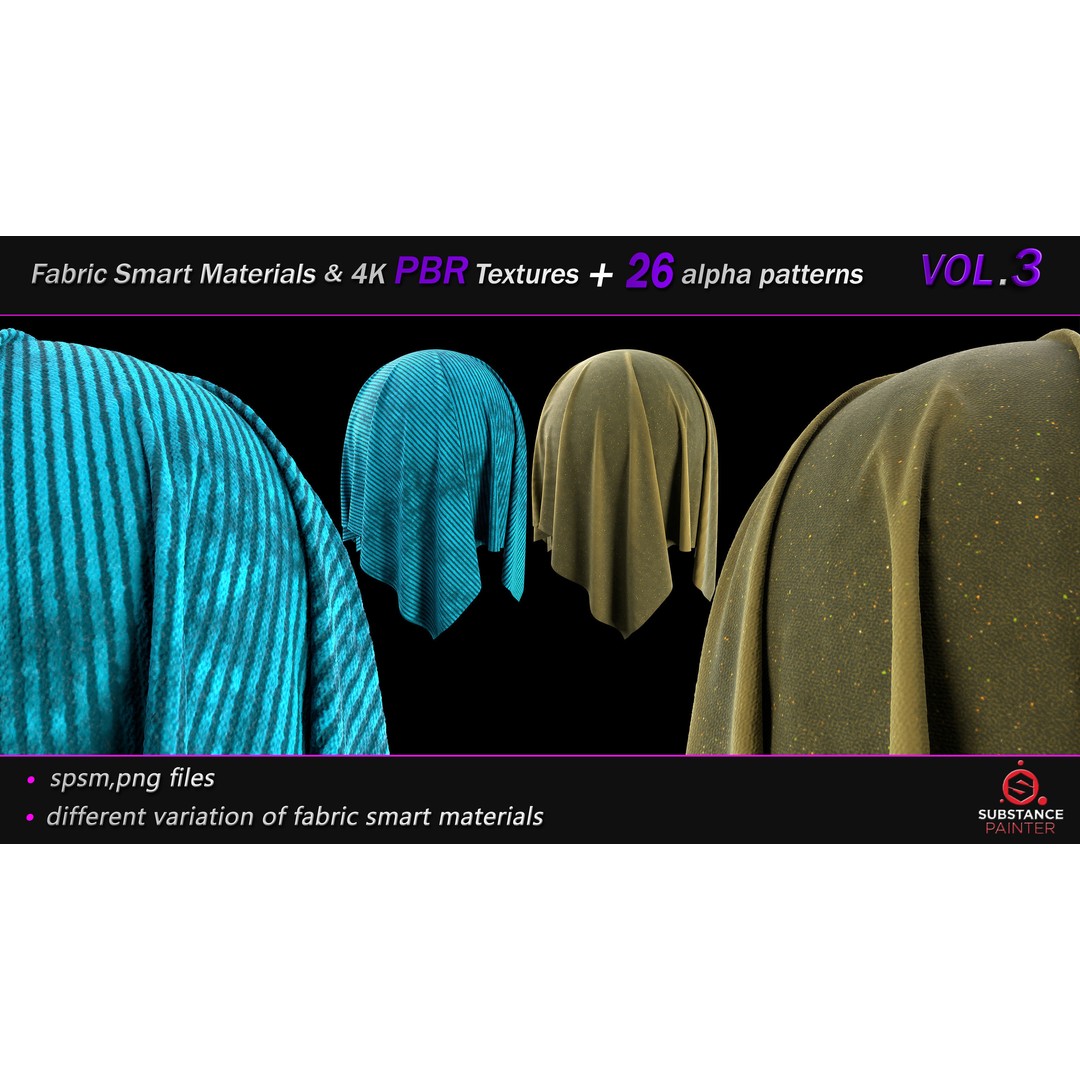Fabric Smart Material Bundle 3D Model – 50 High-Quality PBR Textures, PNG - View 24