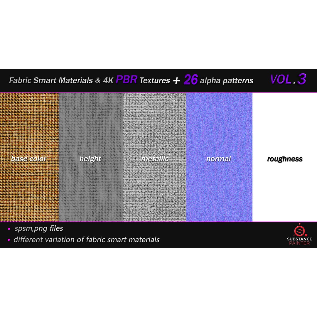 Fabric Smart Material Bundle 3D Model – 50 High-Quality PBR Textures, PNG - View 28