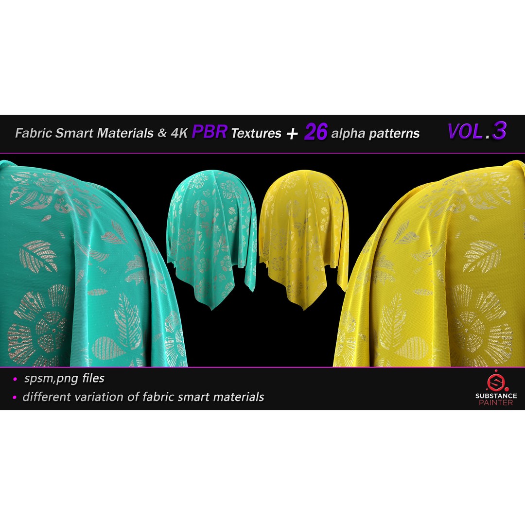 Fabric Smart Material Bundle 3D Model – 50 High-Quality PBR Textures, PNG - View 4