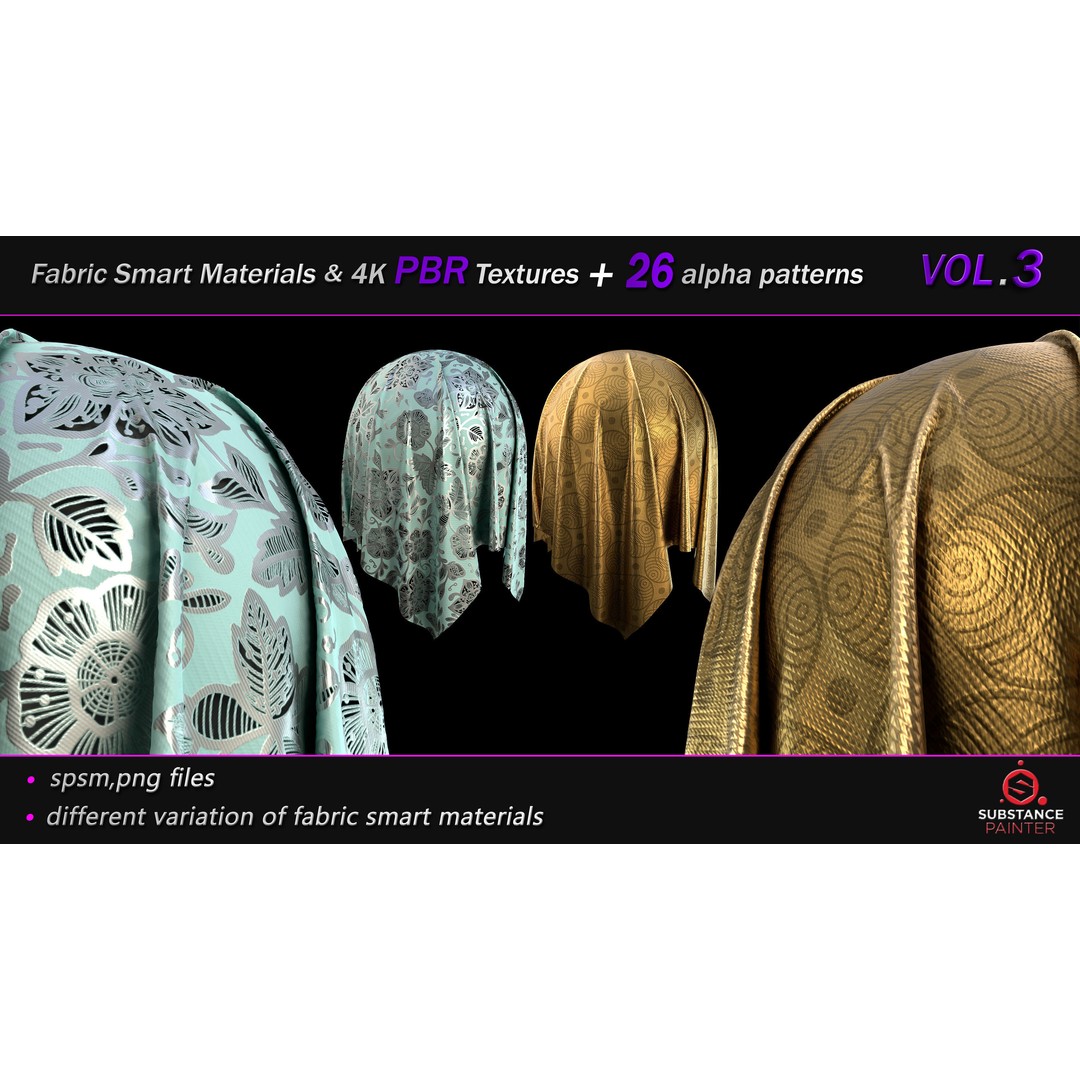 Fabric Smart Material Bundle 3D Model – 50 High-Quality PBR Textures, PNG - View 6