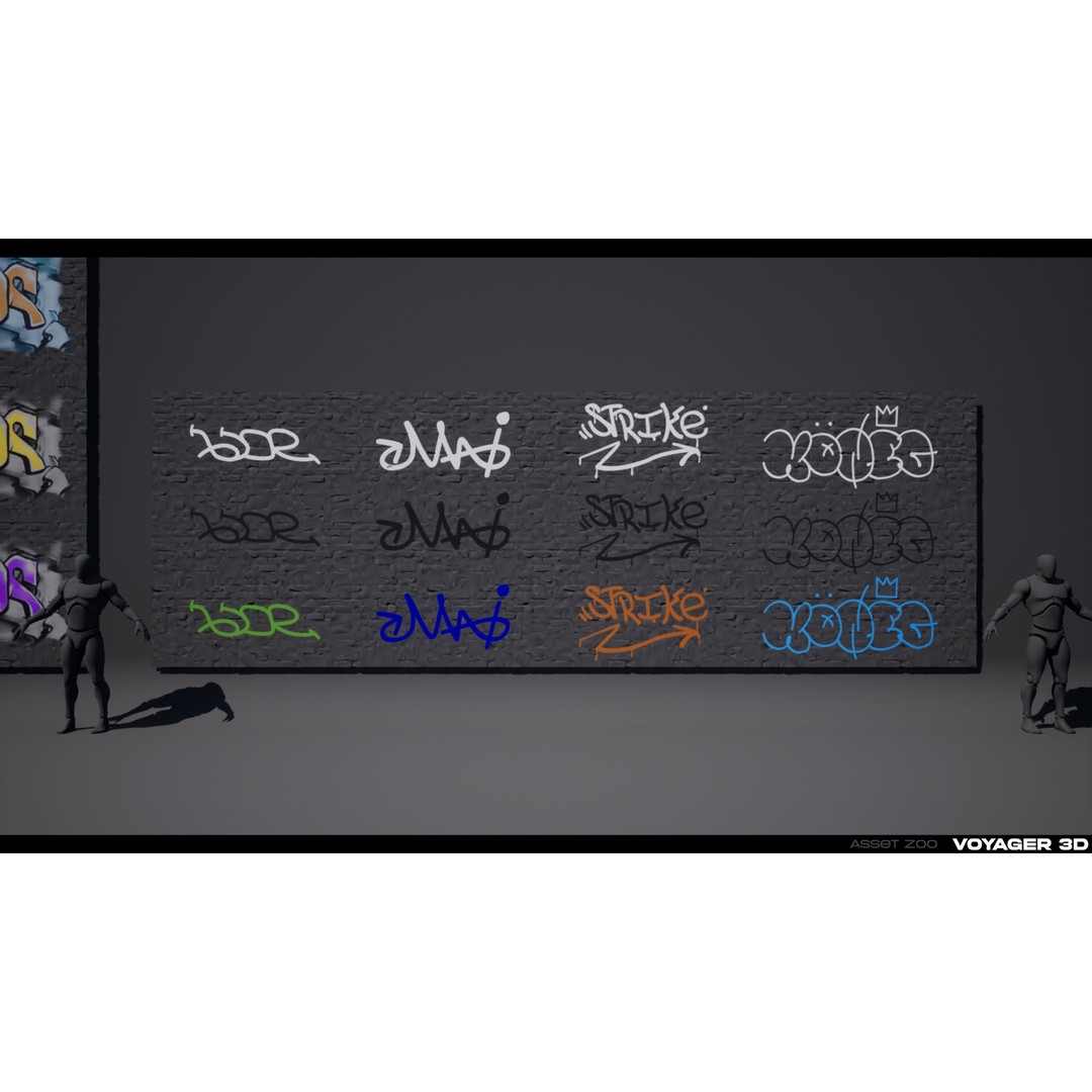 Graffiti Decal Pack 3D Model – Realistic Street Art Textures, PNG - View 16