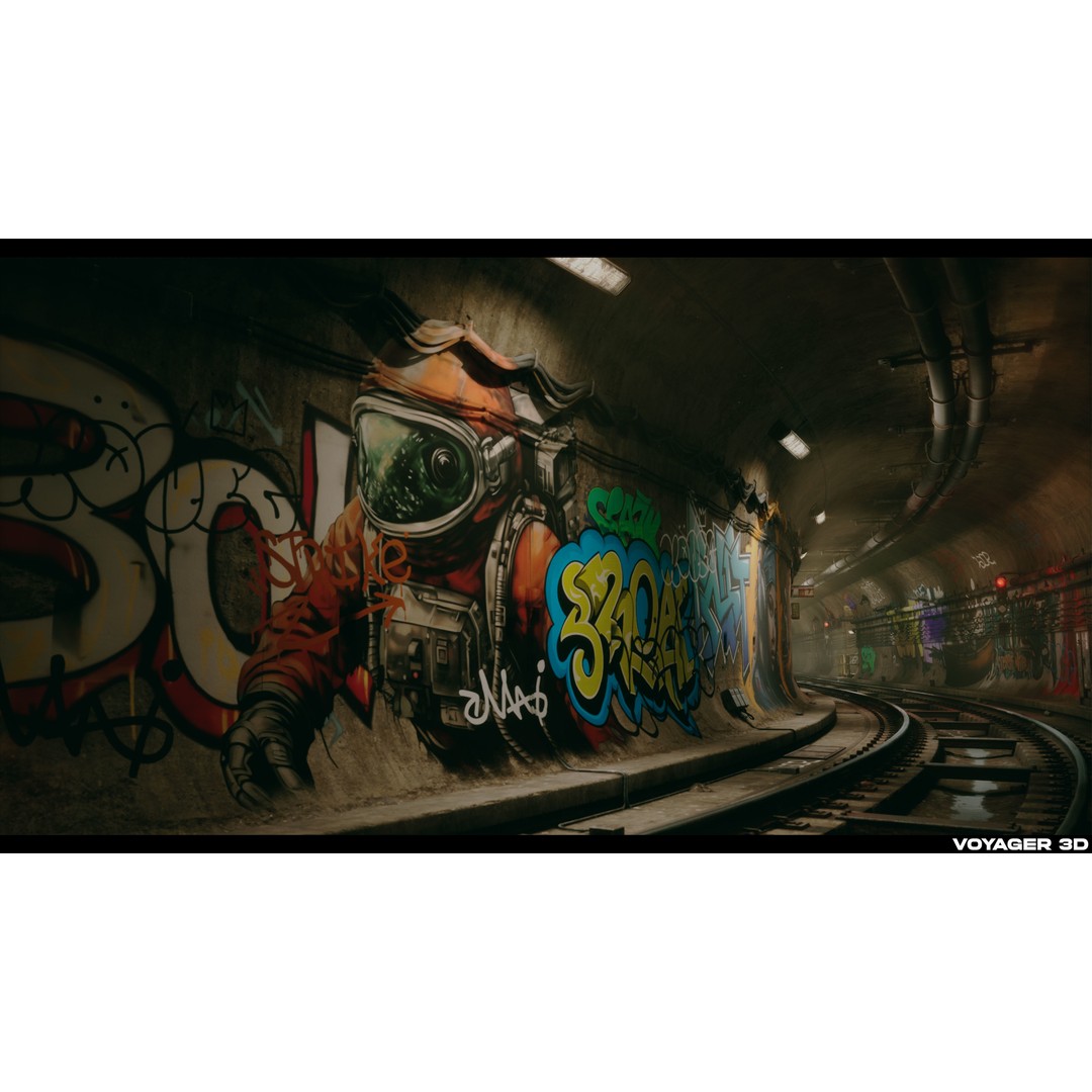 Graffiti Decal Pack 3D Model – Realistic Street Art Textures, PNG - View 3