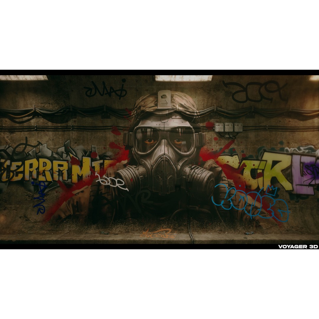 Graffiti Decal Pack 3D Model – Realistic Street Art Textures, PNG - View 4