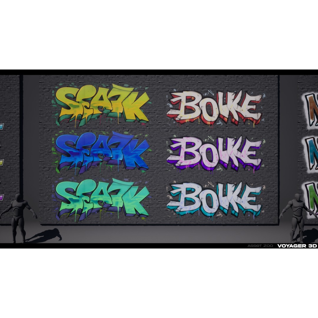Graffiti Decal Pack 3D Model – Realistic Street Art Textures, PNG - View 6
