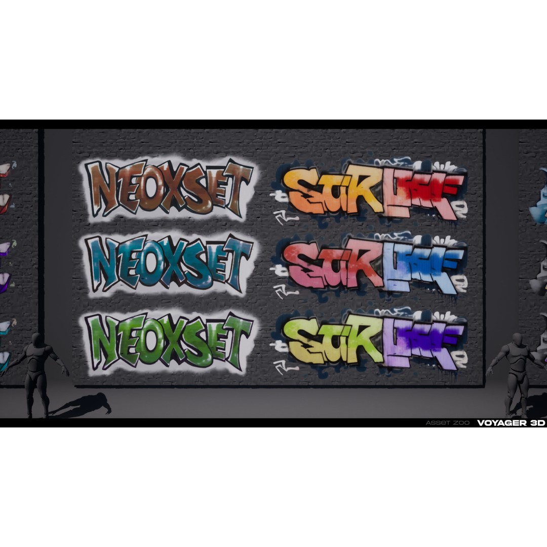 Graffiti Decal Pack 3D Model – Realistic Street Art Textures, PNG - View 8