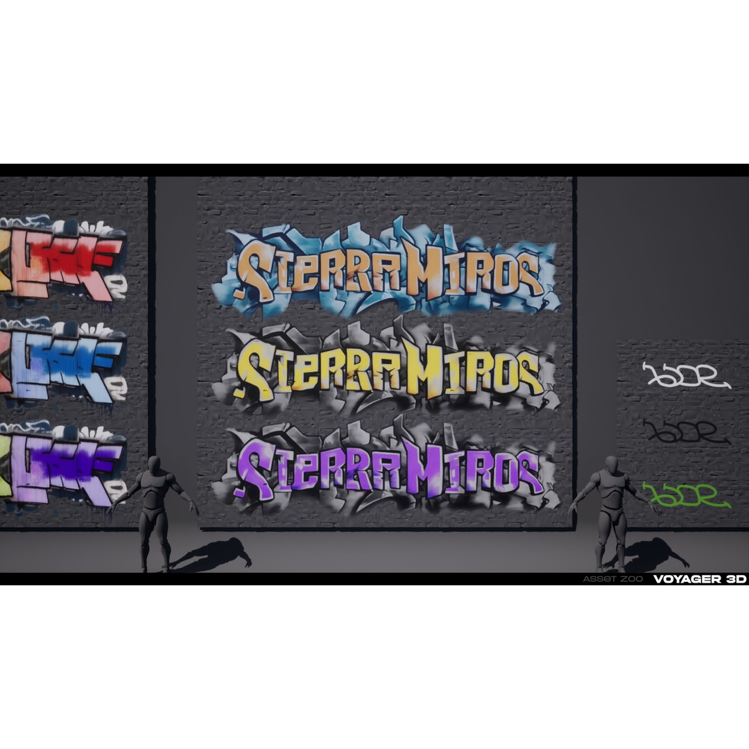 Graffiti Decal Pack 3D Model – Realistic Street Art Textures, PNG - View 9