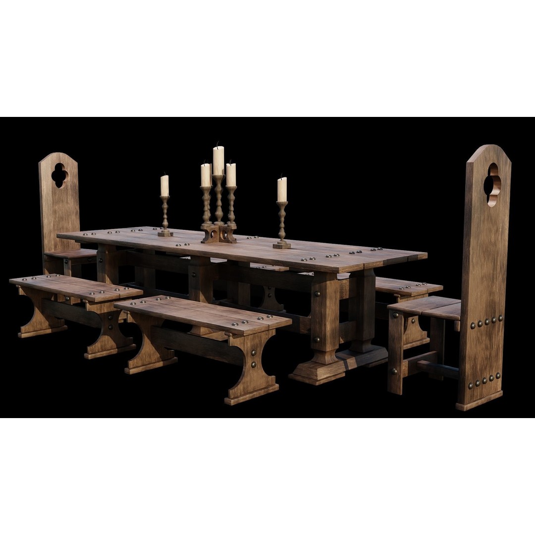 Wood Furniture 3D Model – PBR Low Poly Game Ready, FBX & OBJ - View 4