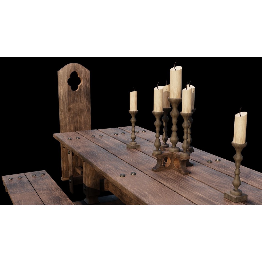 Wood Furniture 3D Model – PBR Low Poly Game Ready, FBX & OBJ - View 6