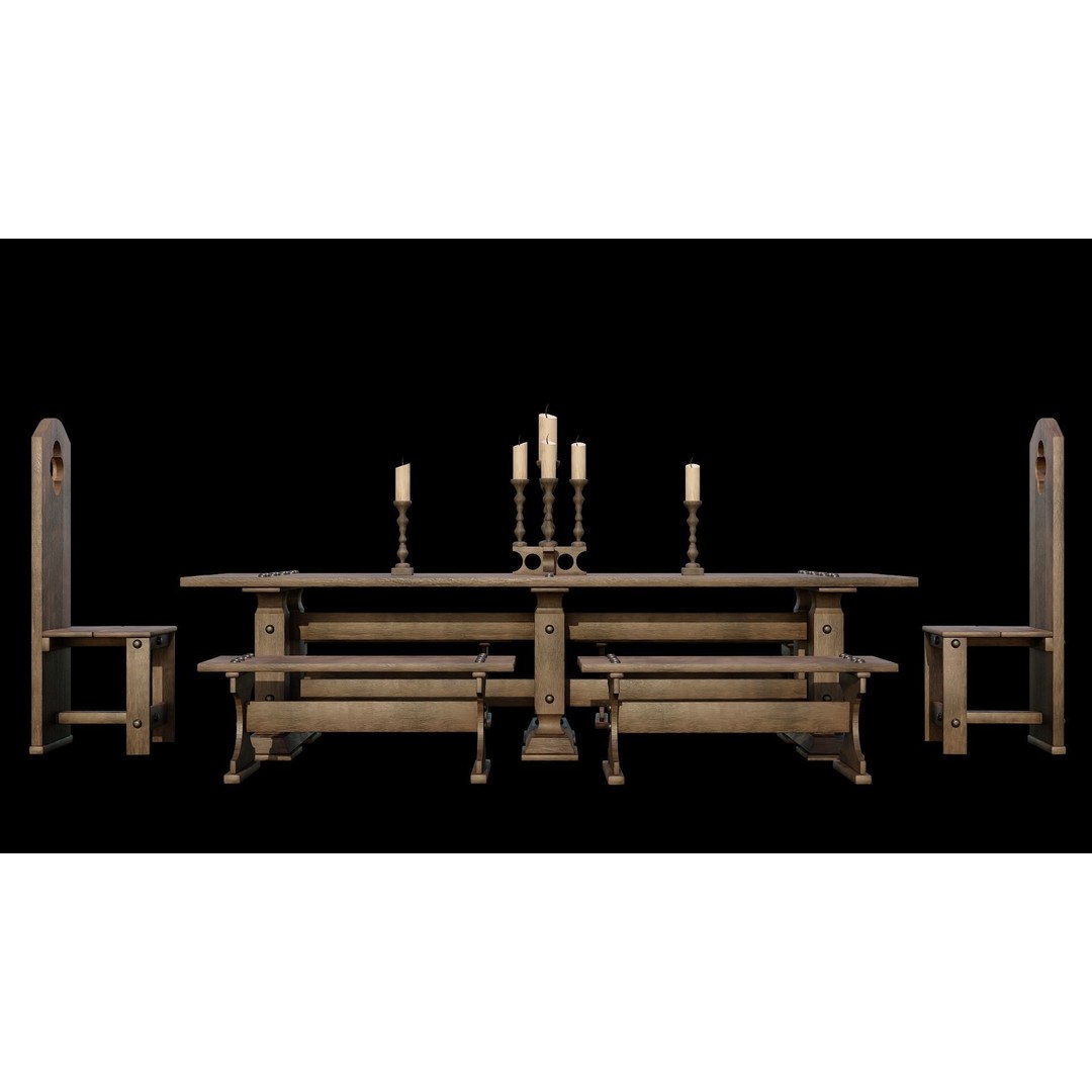 Wood Furniture 3D Model – PBR Low Poly Game Ready, FBX & OBJ - View 7