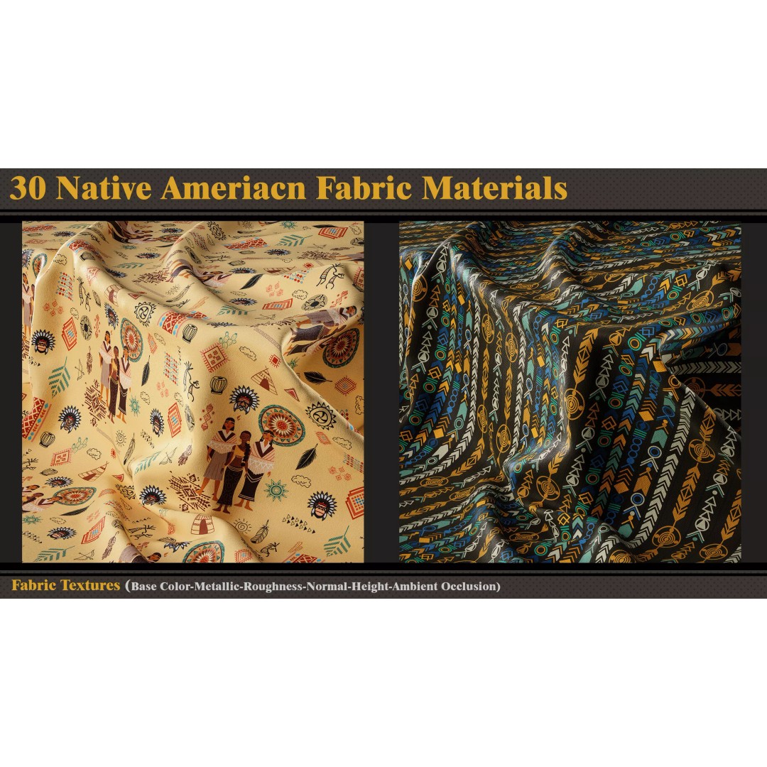 Native American Fabric Materials 3D Model – Textures Pack, PBR 4K