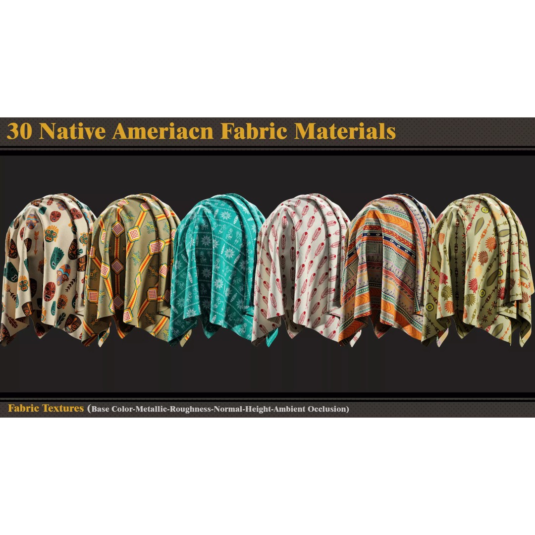 Native American Fabric Materials 3D Model – Textures Pack, PBR 4K - View 4