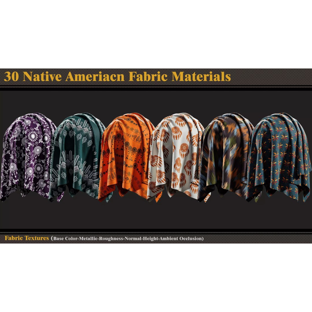 Native American Fabric Materials 3D Model – Textures Pack, PBR 4K - View 5